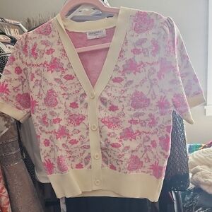 Women's Pink Floral Cardigan